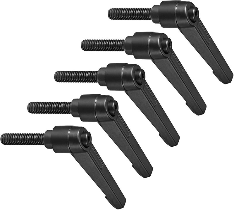 CoCud Clamping Lever Handles, M8 x 32mm Male Thread, Adjustable Quick Release Locking Rotating Bolt Knobs Black - (Applications: for Lathe Machinery), 5-Pieces - Image 1